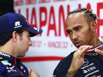 &#39;Checo&#39; Pérez y Lewis Hamilton