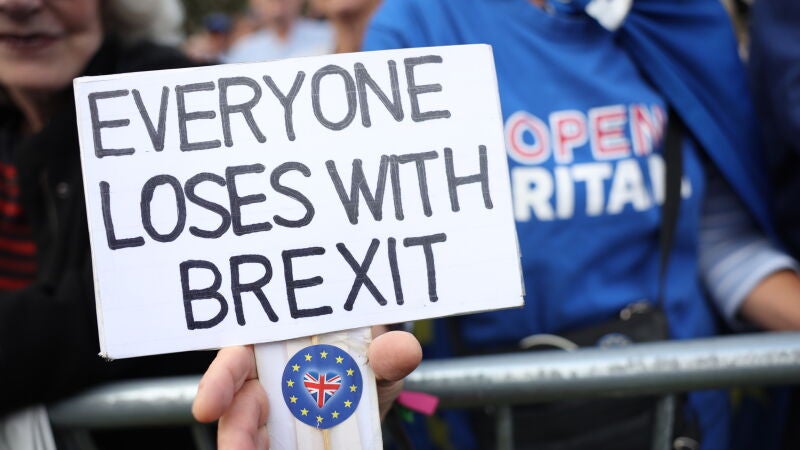 Lema visto durante la marcha por el reingreso del Reino Unido en la Unión Europea