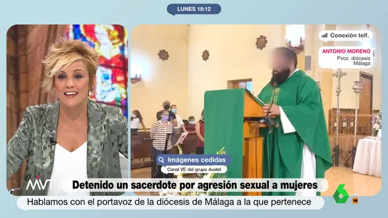 Cristina Pardo, en conversación telefónica con el portavoz de la diócesis de Málaga, en Más Vale Tarde. Antonio Moreno