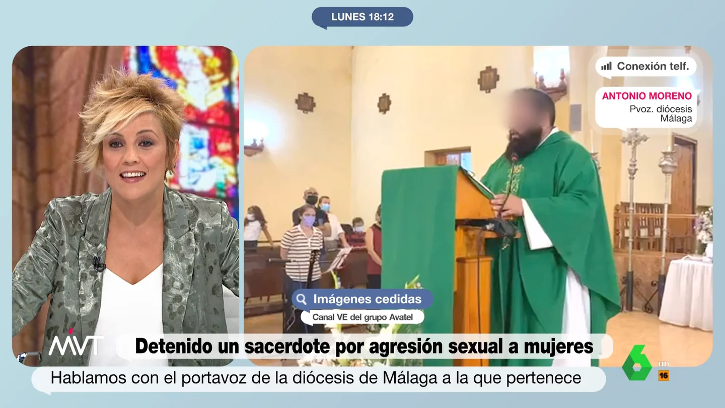 Cristina Pardo, en conversación telefónica con el portavoz de la diócesis de Málaga, en Más Vale Tarde. Antonio Moreno