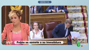 La risa de Cristina Pardo cuando Feijóo dice reunir los votos: "Dado por hecho que Puigdemont votará lo mismo que Vox"