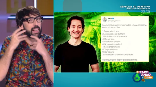El llamativo decálogo del millonario Bryan Johnson para sus citas: "sexo programado o donar plasma" El llamativo decálogo del millonario Bryan Johnson para sus citas: "sexo programado o donar plasma"