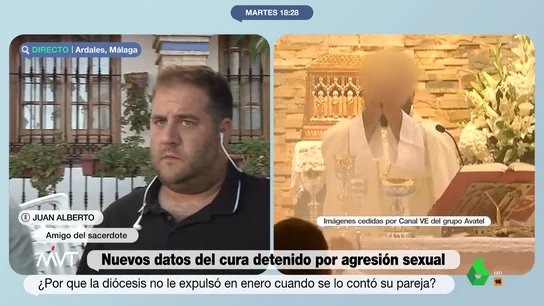 Juan Alberto, amigo del cura detenido en Málaga por agresiones sexuales. Así responde un amigo del sacerdote que agredía sexualmente a mujeres en Málaga: "No vas a encontrar palabras malas de él"