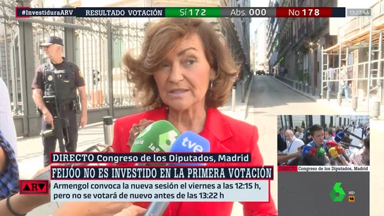 Carmen Calvo explica qué ha ocurrido durante la votación de Herminio Rufino Sancho Íñiguez Carmen Calvo explica qué ha ocurrido durante la votación de Herminio Rufino Sancho Íñiguez