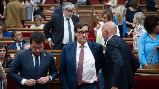 El presidente de la Generalitat de Catalunya, Pere Aragonès, y el líder del PSC, Salvador Illa. El presidente de la Generalitat de Catalunya, Pere Aragonès, y el líder del PSC, Salvador Illa.