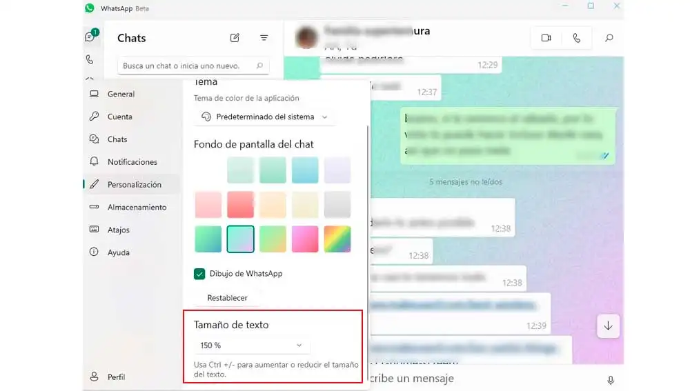 Cambiando el tamaño de la letra en WhatsApp Cambiando el tamaño de la letra en WhatsApp