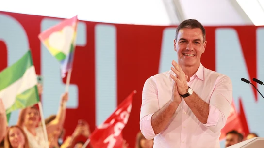Pedro Sánchez, durante un acto del PSOE en La Rinconada, Sevilla. Pedro Sánchez, durante un acto del PSOE en La Rinconada, Sevilla.