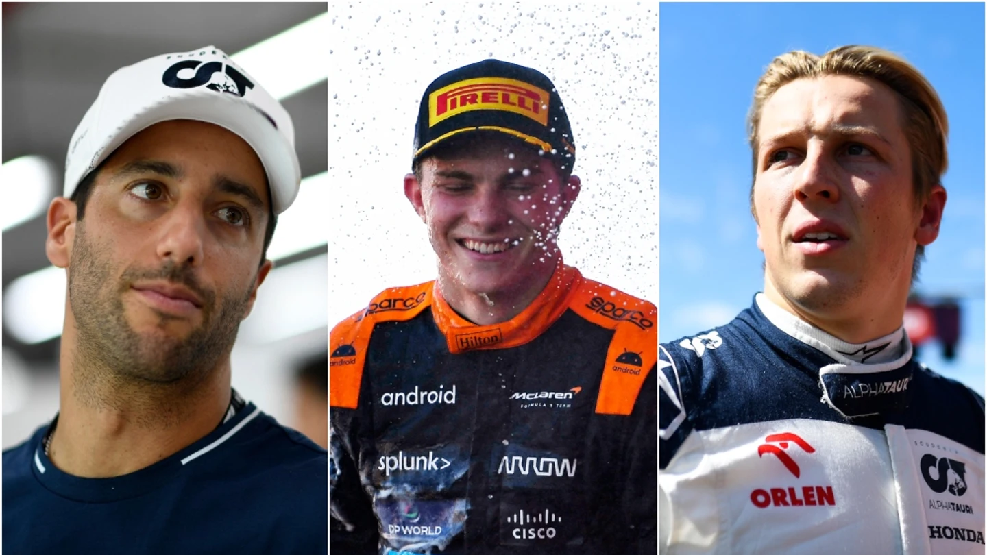 Daniel Ricciardo, Oscar Piastri y Liam Lawson Daniel Ricciardo, Oscar Piastri y Liam Lawson