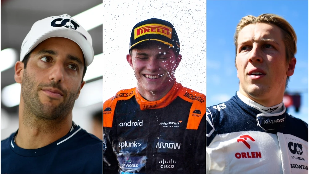 Daniel Ricciardo, Oscar Piastri y Liam Lawson