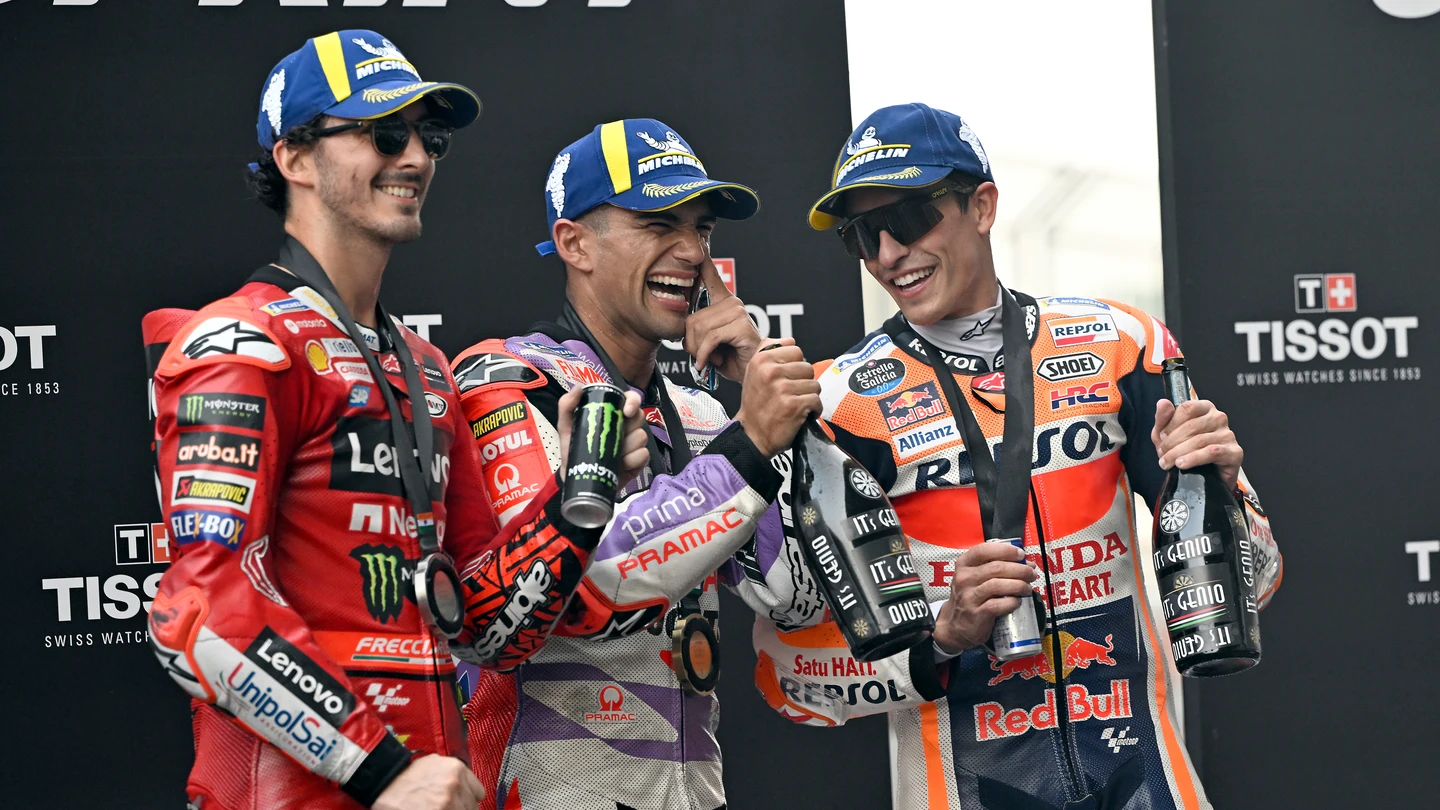 Bagnaia, Martín y Márquez Bagnaia, Martín y Márquez