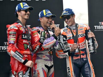 Bagnaia, Mart&iacute;n y M&aacute;rquez