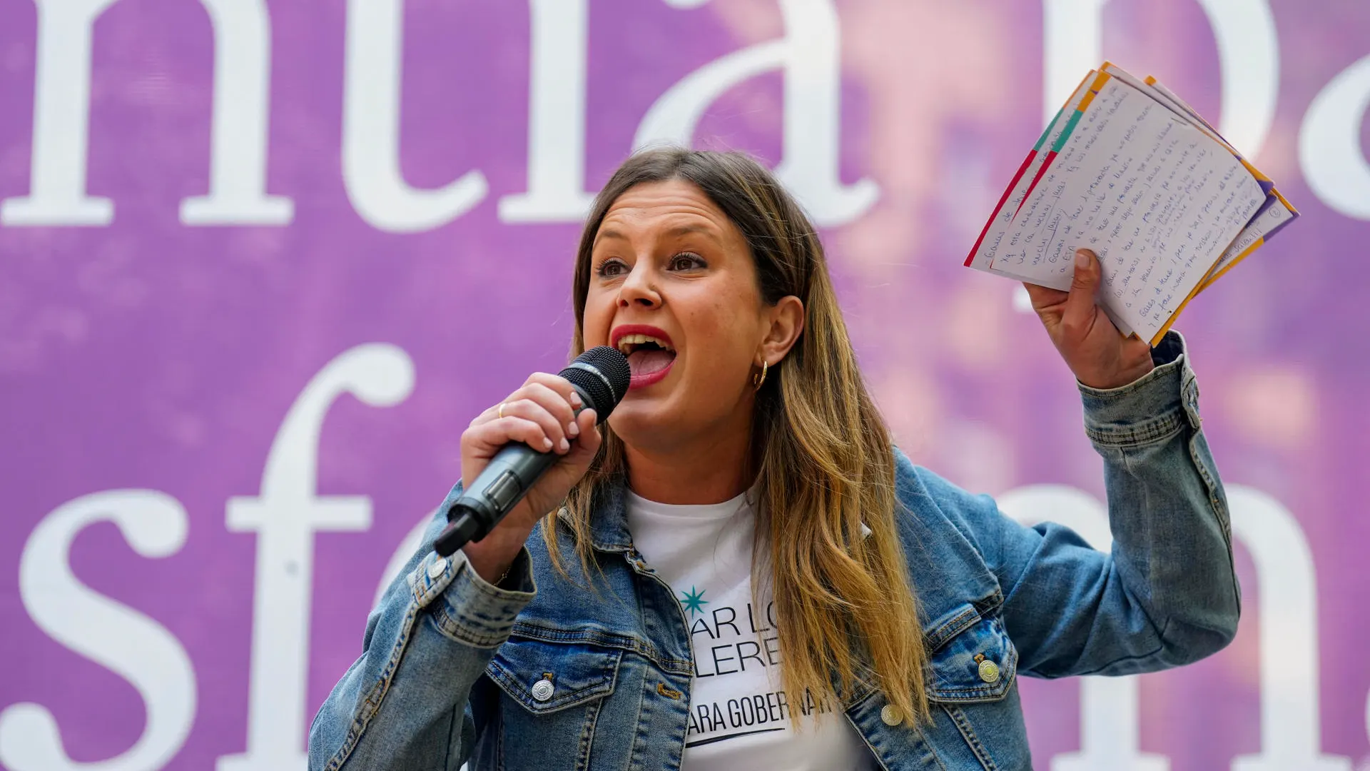 Alejandra Jacinto en un acto político de Podemos en mayo del 2023.