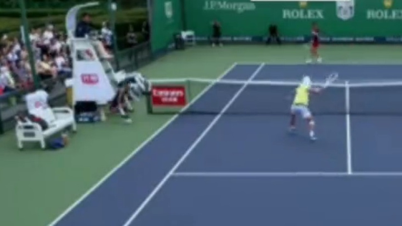 The mother of all tantrums: he misses the match point and hits the chair umpire with a ball