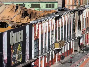 Vista aérea de las discotecas Golden, Teatre y La Fonda de Murcia tras el incendio