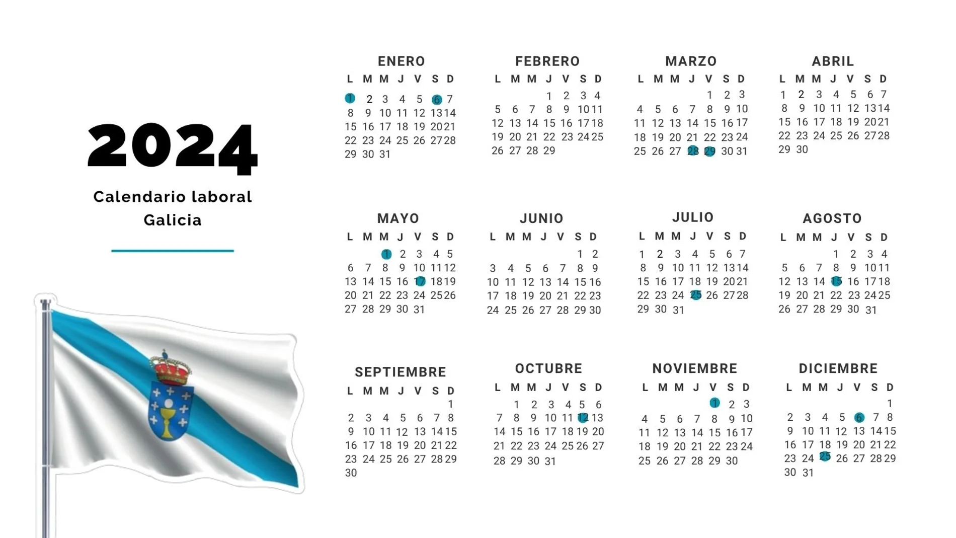Calendario laboral de Galicia: estos son los fin de semana largos y puentes de 2024