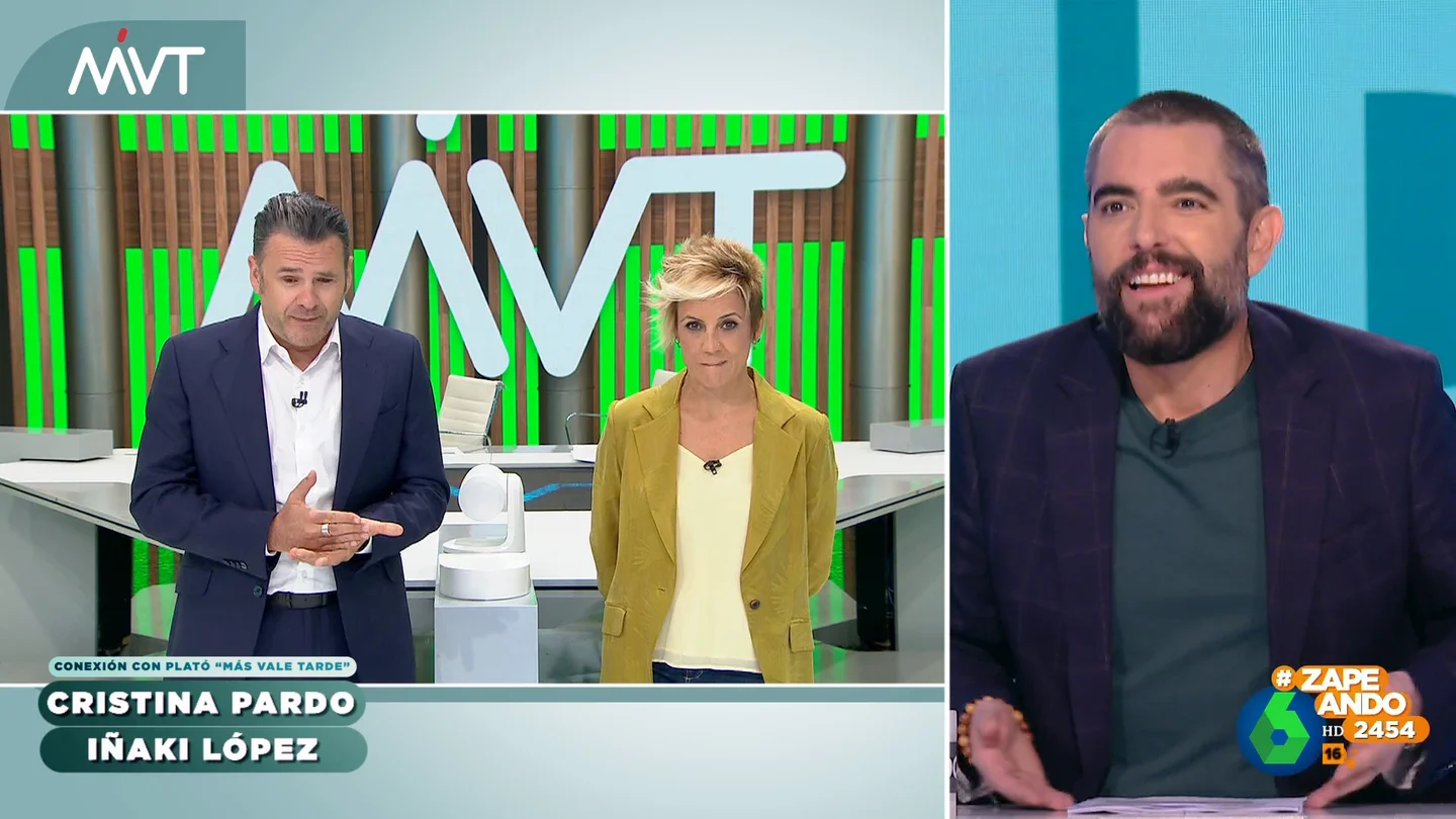 Dani Mateo, a Iñaki López tras burlarse de sus expresiones: "Me acusas de mayor cuando tú eres en blanco y negro" Dani Mateo, a Iñaki López tras burlarse de sus expresiones: "Me acusas de mayor cuando tú eres en blanco y negro"