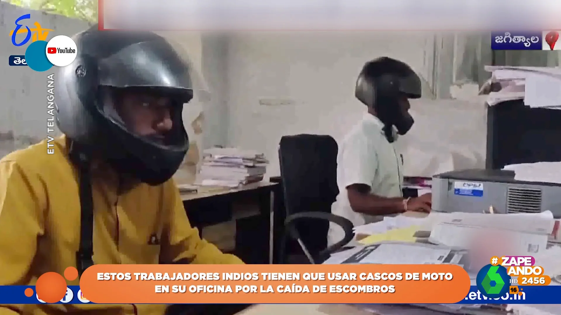 El curioso motivo por el cual estos hombres llevan casco en la oficina