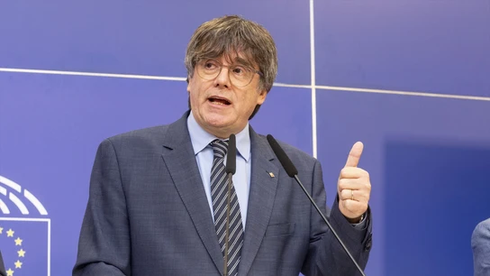 Carles Puigdemont, en una rueda de prensa. Carles Puigdemont, en una rueda de prensa.