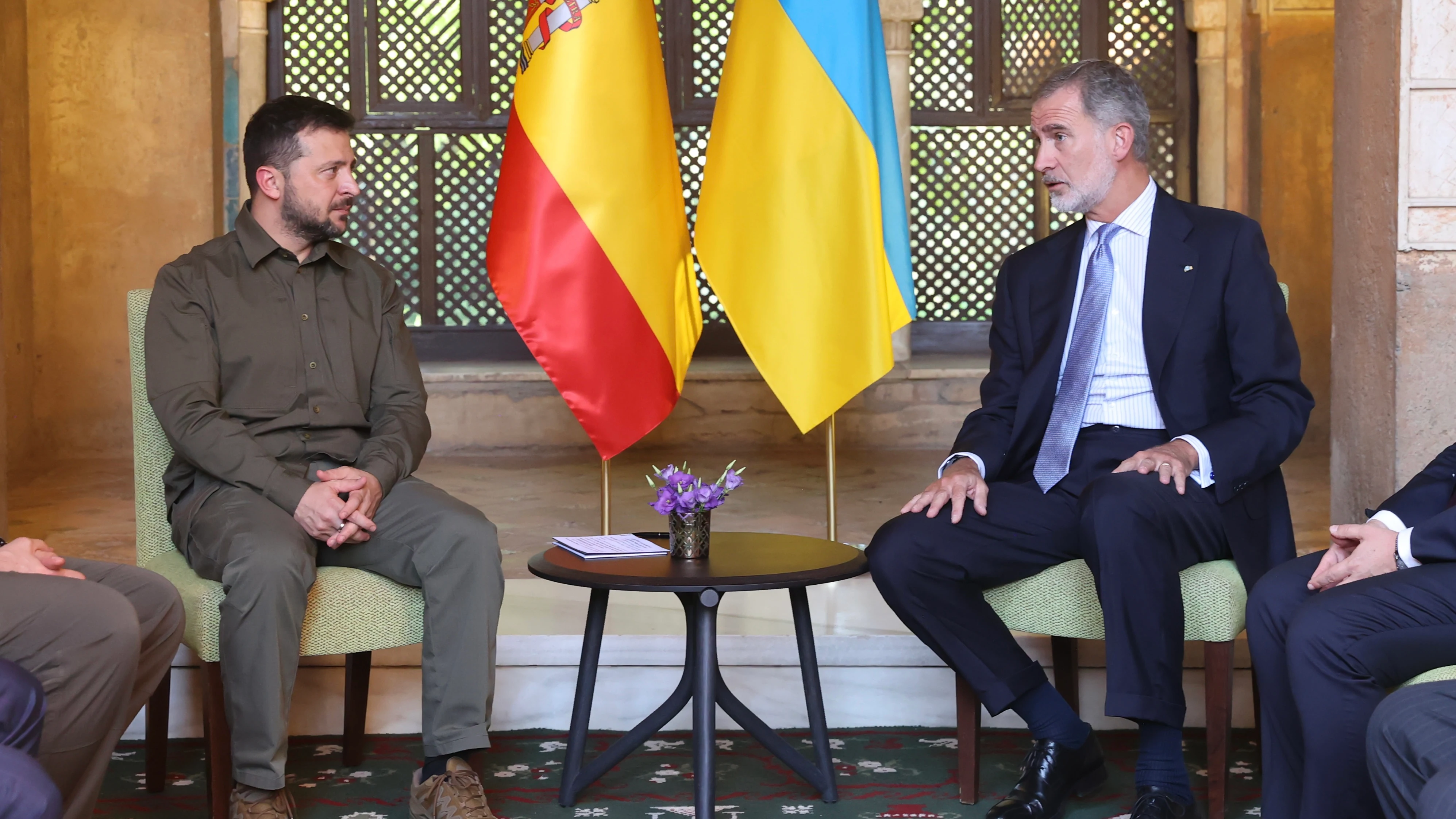 El rey Felipe VI y el presidente de Ucrania, Volodímir Zelenski