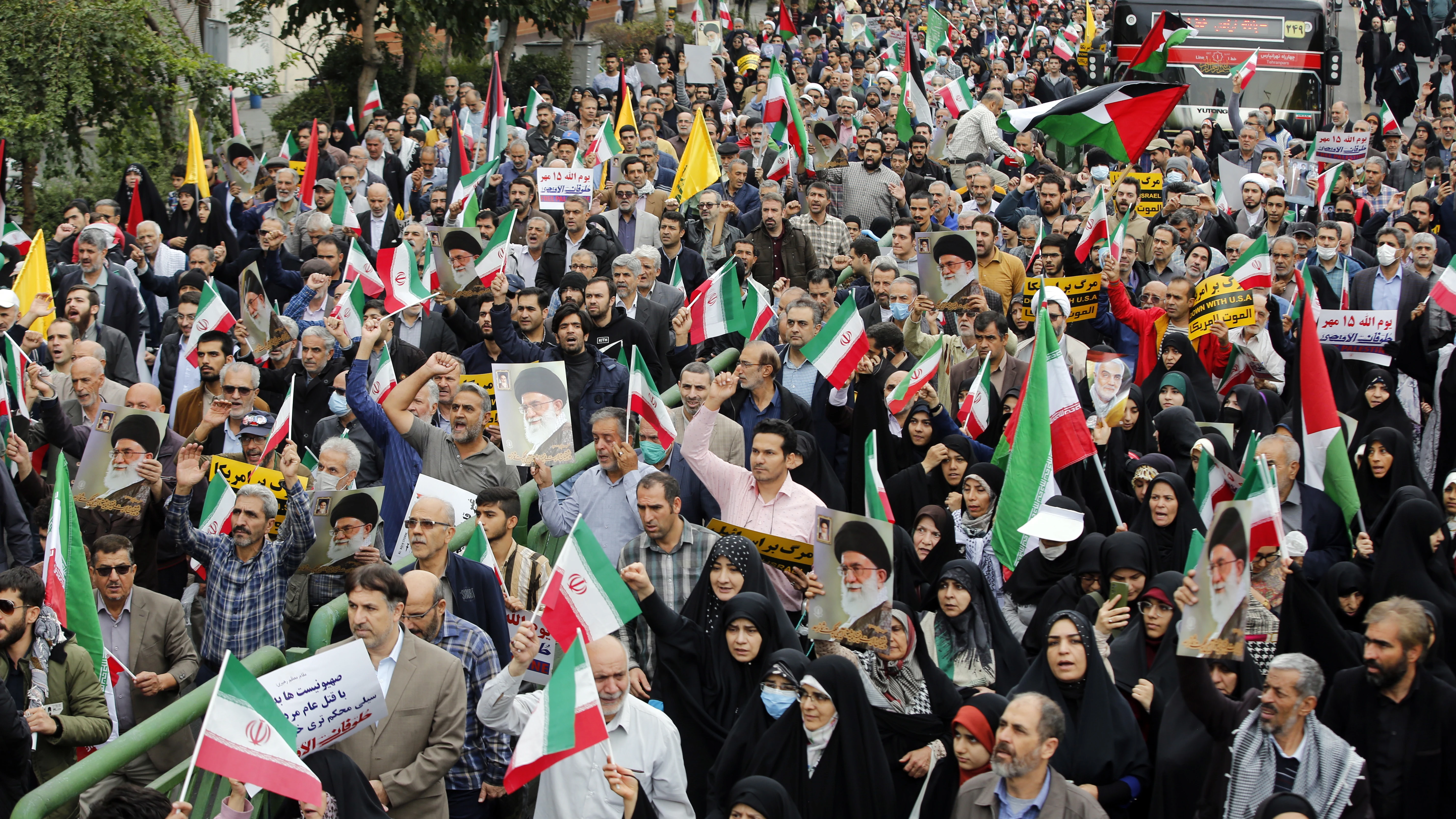 Imagen de la manifestación antiisraelí, en solidaridad con el pueblo palestino, en Teherán (Irán)