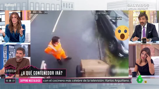 El momento en el que un coche se queda 'tirado' cuando trata de adelantar a un camión de basura saliéndose de la carretera El momento en el que un coche se queda 'tirado' cuando trata de adelantar a un camión de basura saliéndose de la carretera