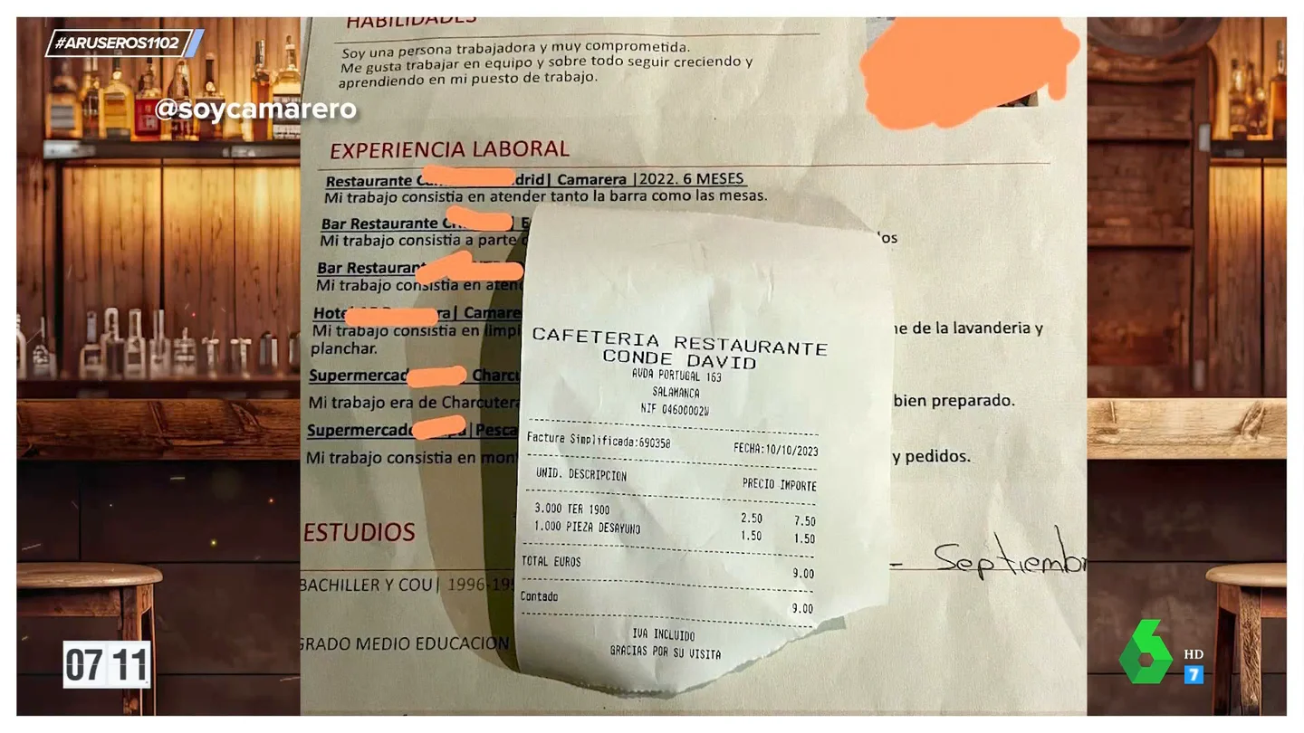 Deja su currículum en una cafetería, se toma 3 cervezas y se va sin pagar: "Me ha hecho un simpa, así, como suena" Deja su currículum en una cafetería, se toma 3 cervezas y se va sin pagar: "Me ha hecho un simpa, así, como suena"