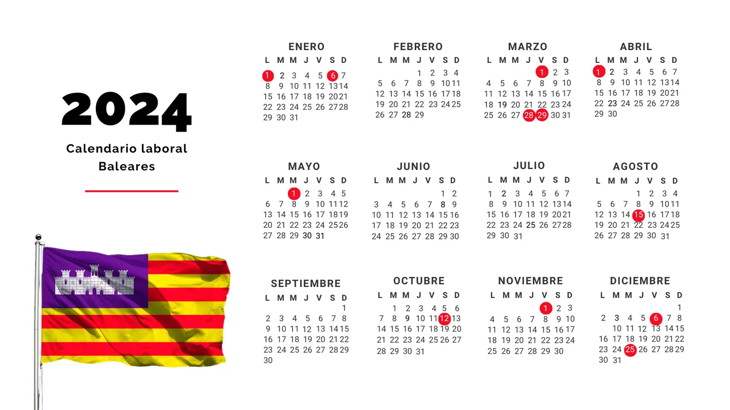 Calendario laboral de Baleares para 2024: días festivos y puentes Calendario laboral de Baleares para 2024: días festivos y puentes