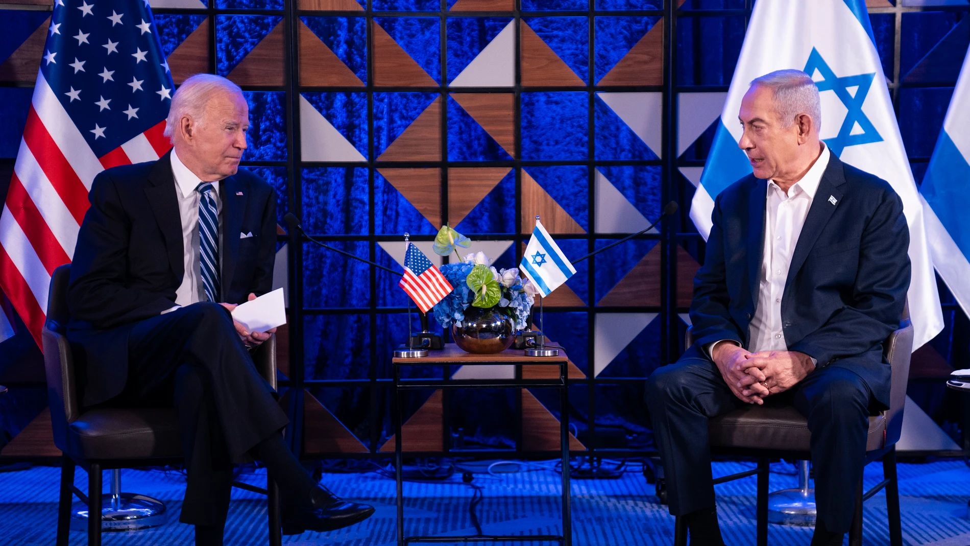 Joe Biden y Benjamin Netanyahu, durante su encuentro en Israel