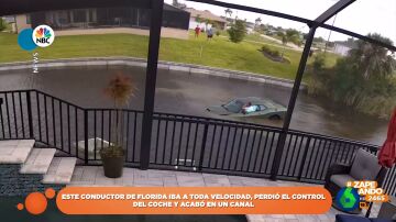 Un conductor pierde el control de su coche durante una carrera por un vecindario de Florida y acaba en el agua