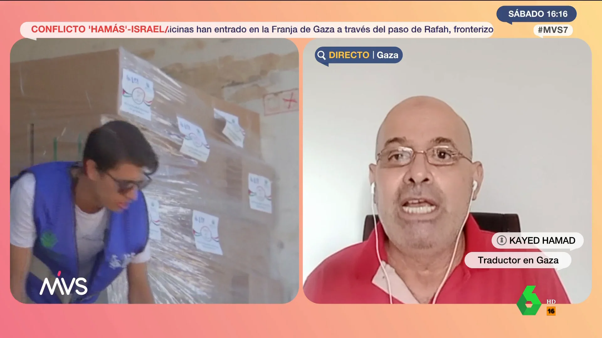 Kayed Hamad critica que solo lleguen 20 camiones de ayuda humanitaria cuando solían entrar 5.000: "Todo es teatro, no sirve" 