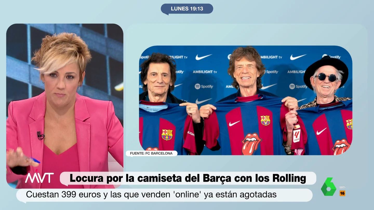 La reacción de Cristina Pardo al precio de la camiseta del Barcelona y los Rolling Stones En este vídeo, Más Vale Tarde comenta con el economista Gonzalo Bernardos los motivos detrás de la fiebre por las camisetas del FC Barcelona con el logo de los Rolling Stones, que se han agotado en tiempo récord a pesar de su elevado precio.