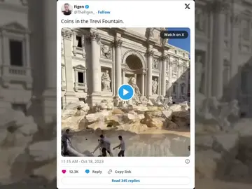 El vídeo viral donde puedes ver los enormes montones de monedas que sacan de la Fontana di Trevi de Roma cada semana El vídeo viral donde puedes ver los enormes montones de monedas que sacan de la Fontana di Trevi de Roma cada semana