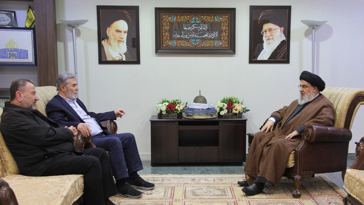 Los líderes de Hamás, Hizbulá y la Yihad Islámica Palestina, en la reunión de este miércoles. Los líderes de Hamás, Hizbulá y la Yihad Islámica Palestina, en la reunión de este miércoles.