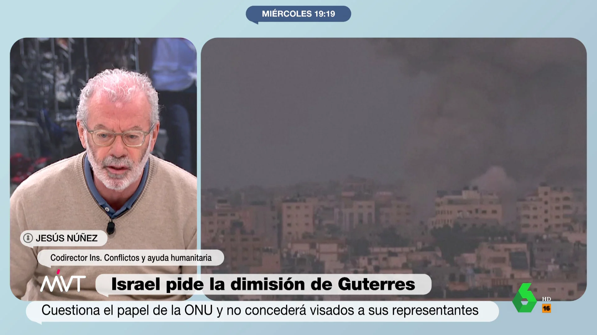 Jesús Núñez Villaverde, sobre los reproches de Israel al jefe humanitario de la ONU