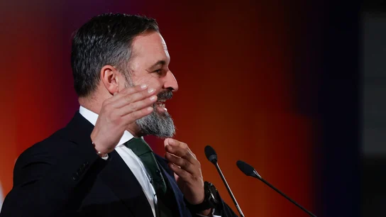 El líder de Vox, Santiago Abascal, durante una conferencia El líder de Vox, Santiago Abascal, durante una conferencia