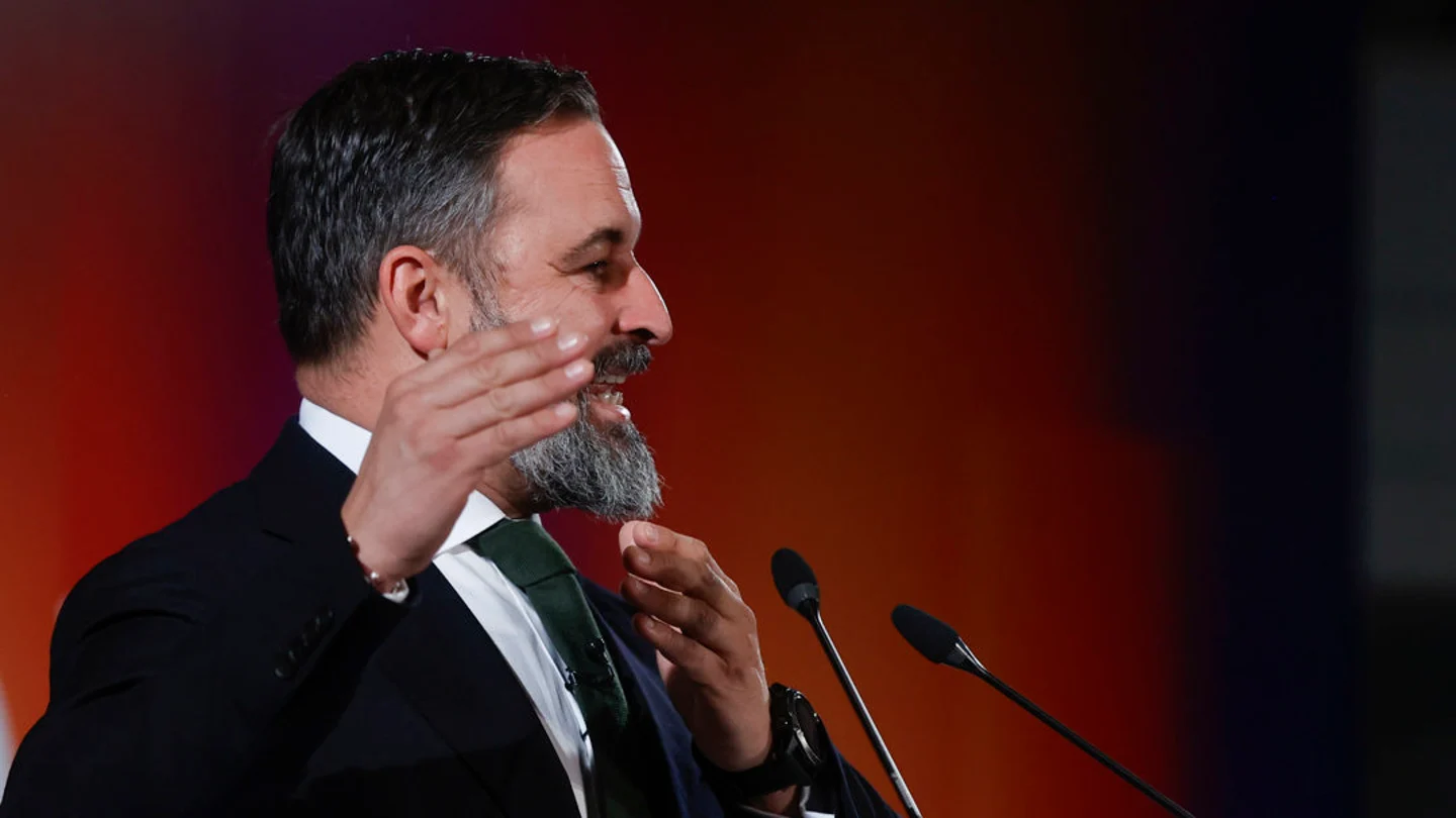 El líder de Vox, Santiago Abascal, durante una conferencia El líder de Vox, Santiago Abascal, durante una conferencia