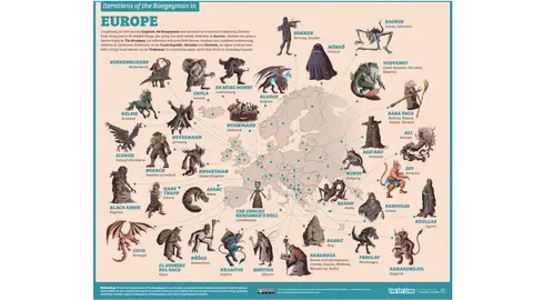 El mapa con la leyenda urbana de cada país de Europa El mapa con la leyenda urbana de cada país de Europa