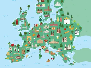 Mapa de Europa con los monumentos de cada país Mapa de Europa con los monumentos de cada país