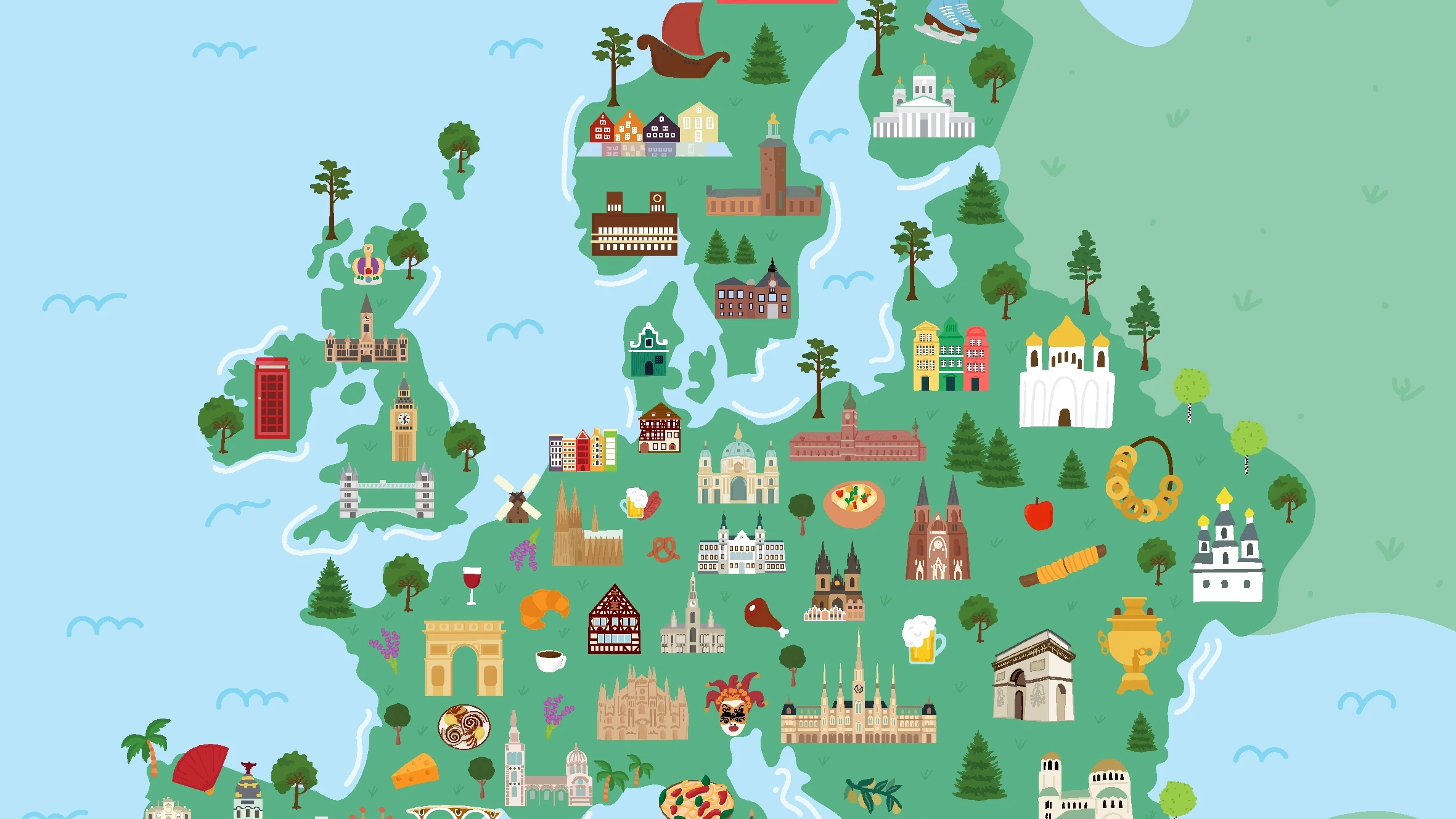 Mapa de Europa con los monumentos de cada país Mapa de Europa con los monumentos de cada país