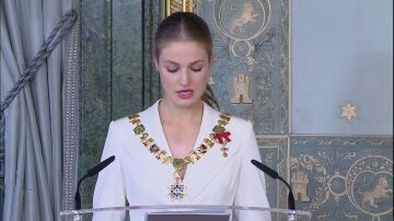 La princesa Leonor durante su discurso en el Palacio Real