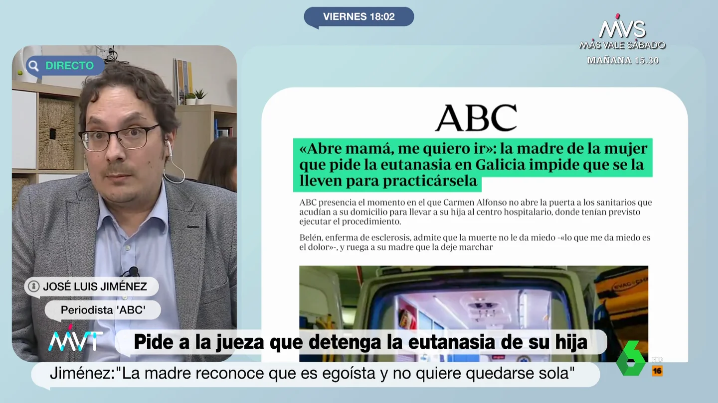 El periodista que ha hablado con la madre que quiere impedir la eutanasia de su hija en Santiago: "El drama es humano no legal" El periodista que ha hablado con la madre que quiere impedir la eutanasia de su hija en Santiago: "El drama es humano no legal"