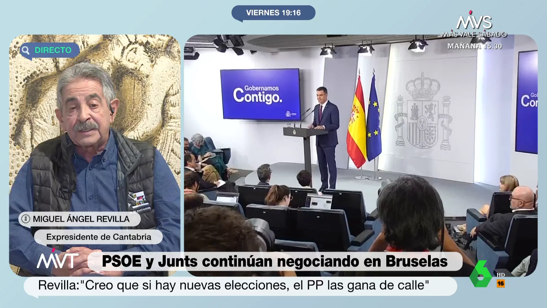 Revilla critica duramente "el giro" del PSOE con la amnistía y advierte: "Si hay nuevas elecciones, el PP las gana de calle"