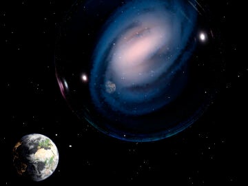 Representación artística de la galaxia espiral barrada ceers-2112