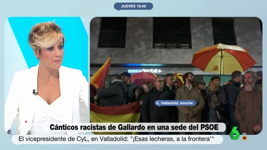 Cristina Pardo reacciona a los cánticos racistas de Gallardo en una sede del PSOE "¿Un vicepresidente de una comunidad autónoma tiene que estar manifestándose en la sede de otro partido político y profiriendo cantos que no representan a ciudadanos que él sí debería representar?", se pregunta Cristian Pardo en este vídeo.