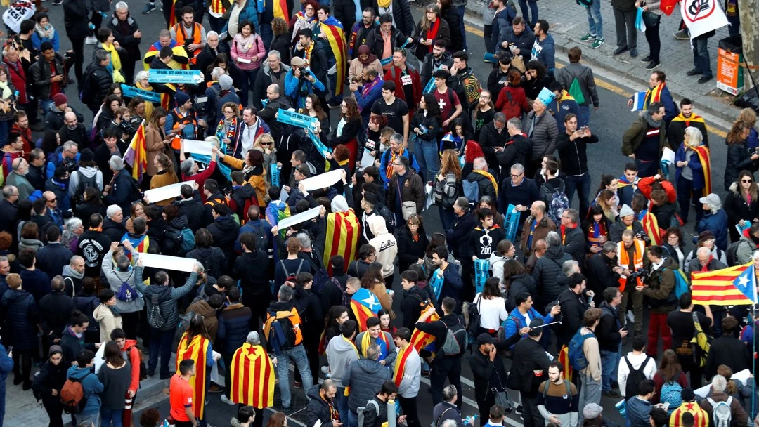 Imagen de archivo de una vista aérea de la concentración de Tsunami Democràtic en 2019 en Barcelona/ EFE/Toni Albir