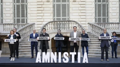Los líderes del procés, en una protesta por la amnistía en 2021 Los líderes del procés, en una protesta por la amnistía en 2021