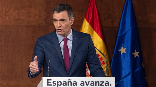 El presidente del Gobierno en funciones, Pedro Sánchez, comparece tras la firma de un acuerdo con la líder de Sumar y vicepresidenta segunda del Gobierno y ministra de Trabajo en funciones, para un Gobierno de coalición progresista. El presidente del Gobierno en funciones, Pedro Sánchez, comparece tras la firma de un acuerdo con la líder de Sumar y vicepresidenta segunda del Gobierno y ministra de Trabajo en funciones, para un Gobierno de coalición progresista.