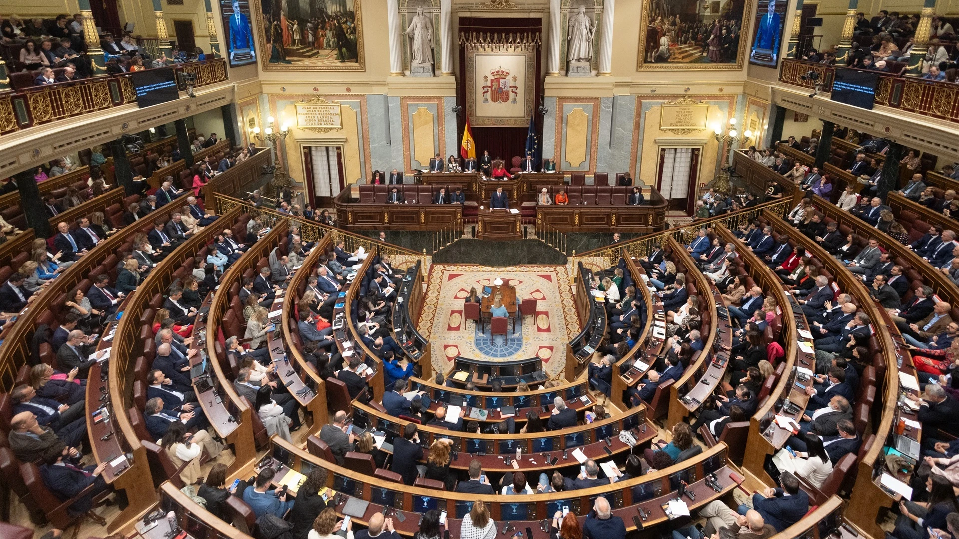 Vista del hemiciclo del Congreso de los Diputados, al comienzo de la sesión de investidura, este miércoles 15. 