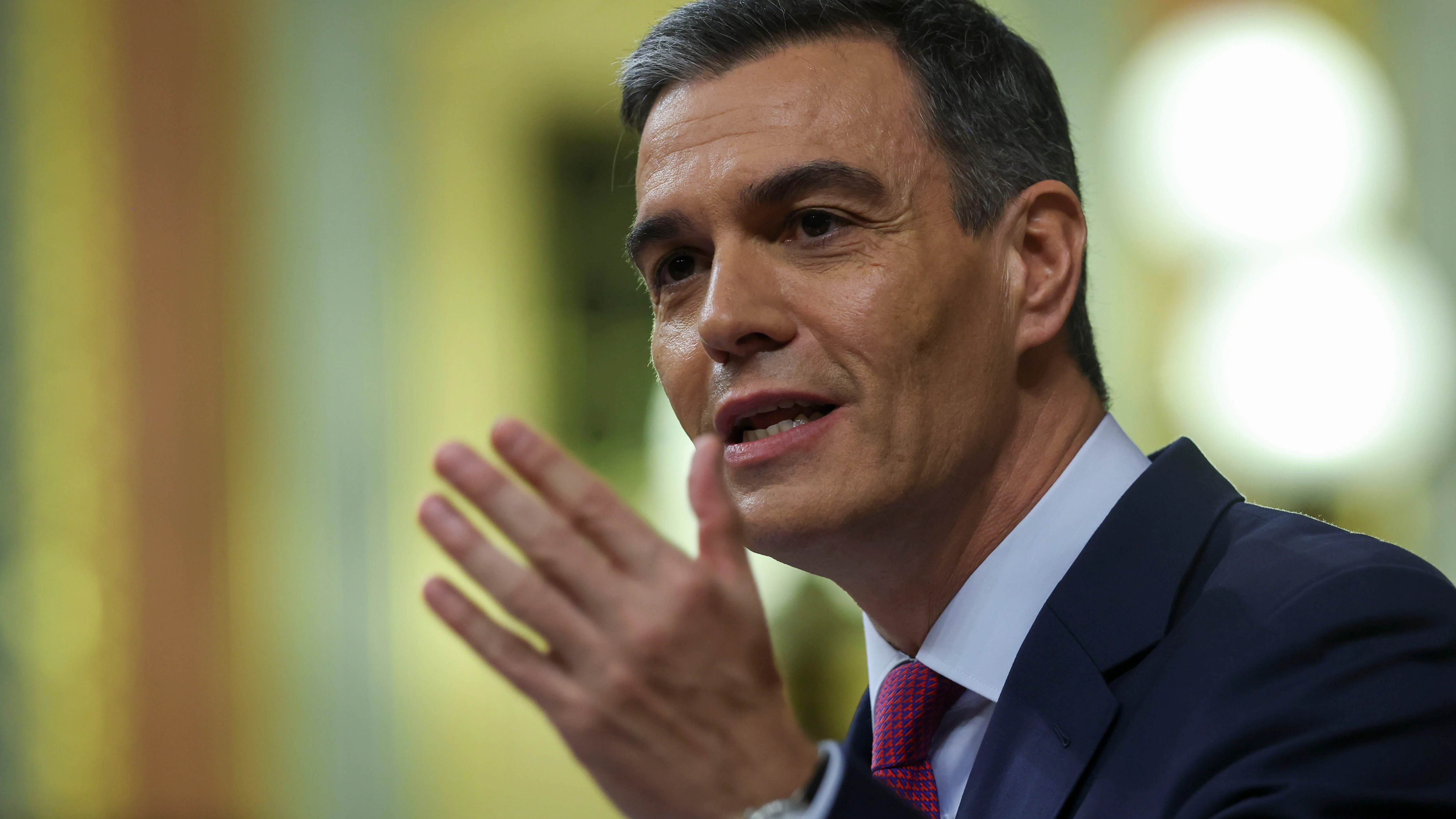 Pedro Sánchez, durante su intervención en la primera sesión de su debate de investidura