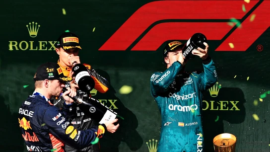 Max Verstappen, Lando Norris y Fernando Alonso Max Verstappen, Lando Norris y Fernando Alonso
